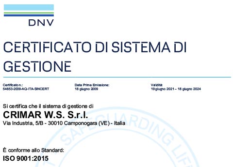 Certificazione sistema di gestione SO 9001:2015 - ITALIANO